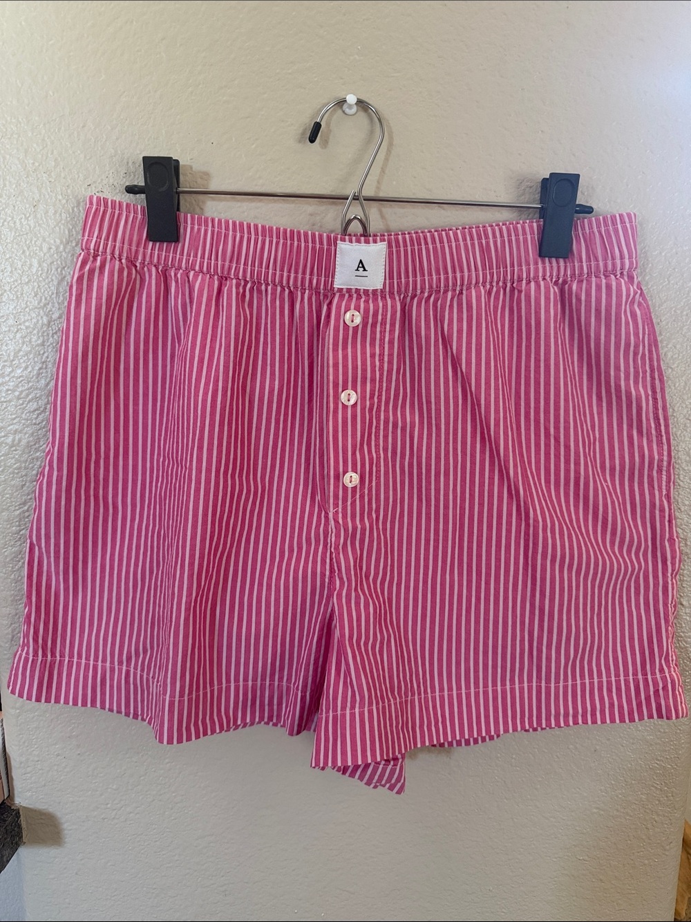 Anthropologie Pink & White Striped Boxer Shorts